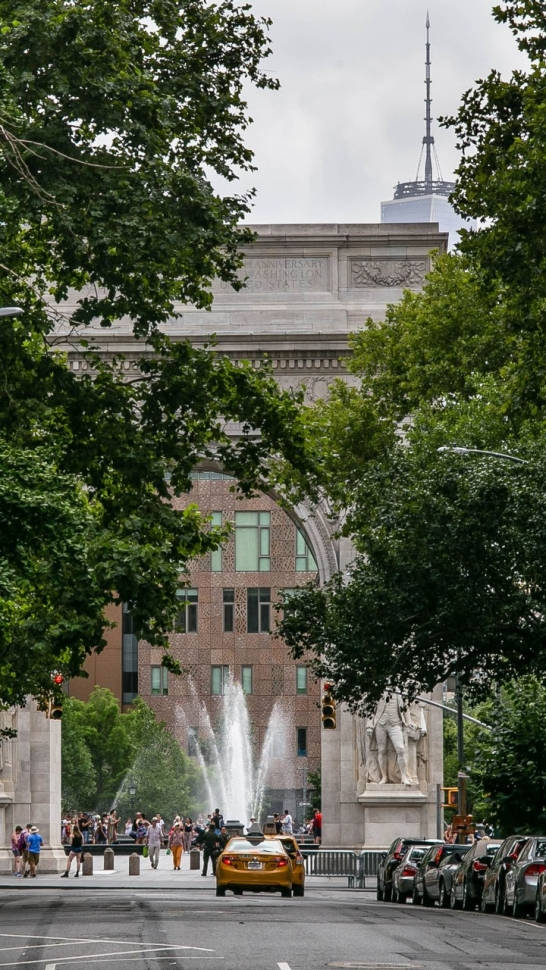 Line Of Cars Parked In Nyu Background