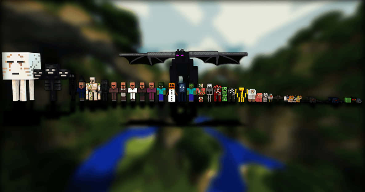 Line Of Minecraft Mobs