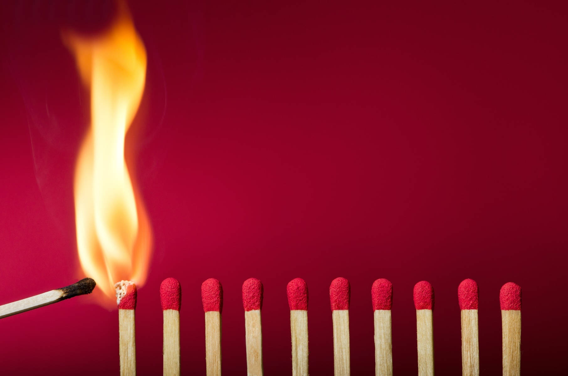 Lined Up Red Matches Background