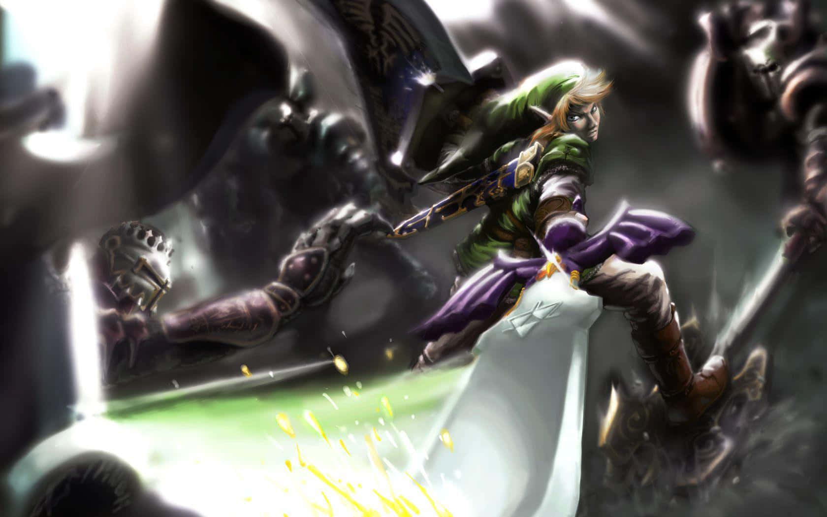 Link Embracing Midna In A Loving Embrace, From The Hit Video Game, The Legend Of Zelda: Twilight Princess. Background