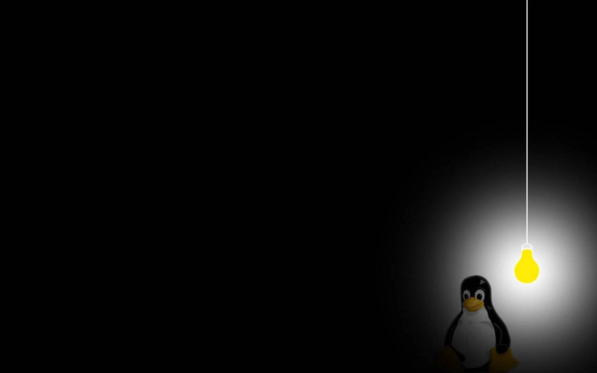 Linux Desktop Official Mascot Tux In The Dark