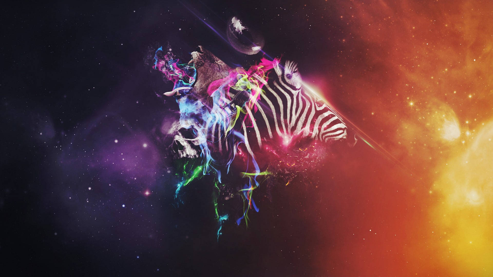 Lion And Zebra Digital Art Background