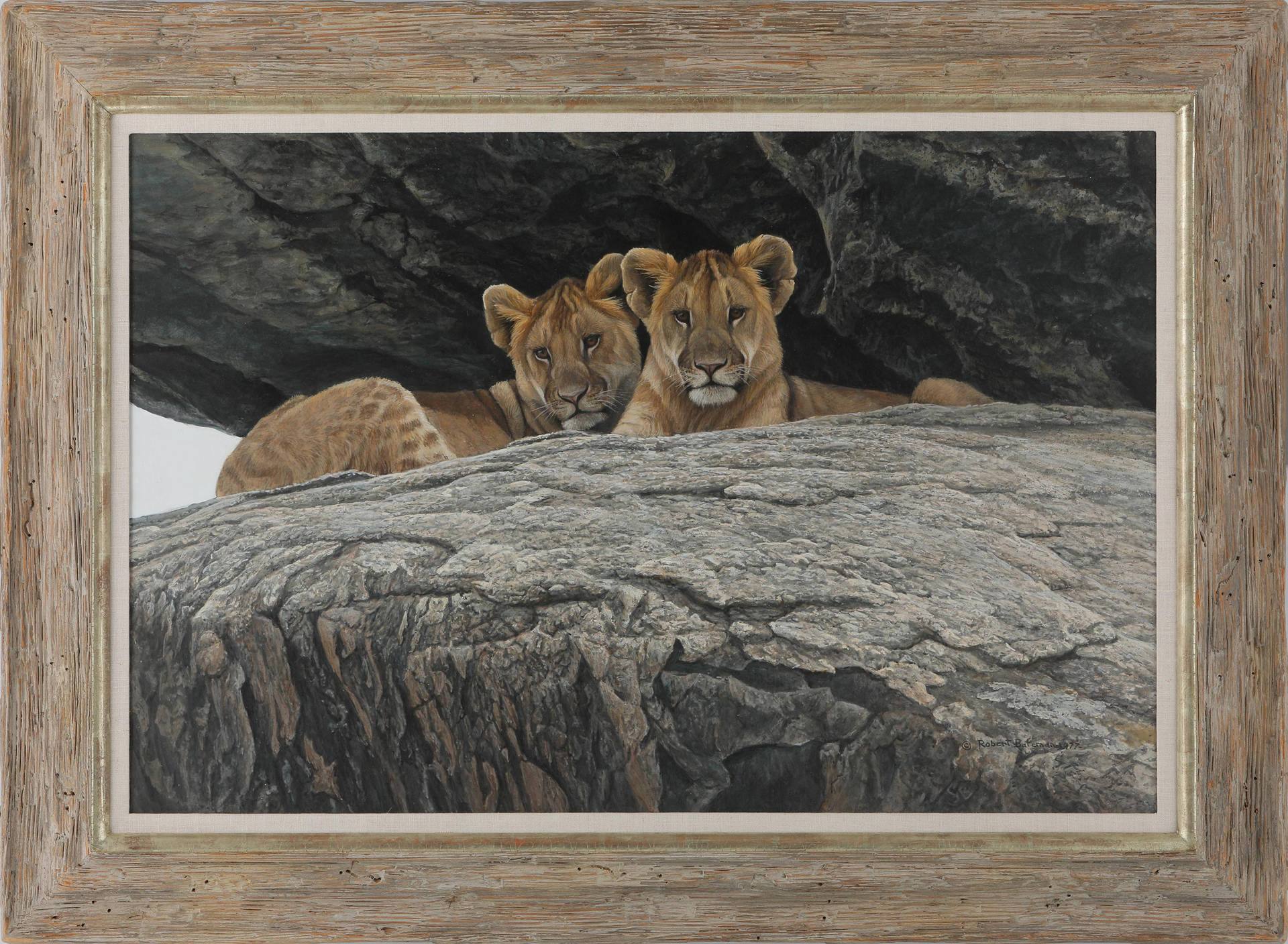 Lion Cubs Framed Painting