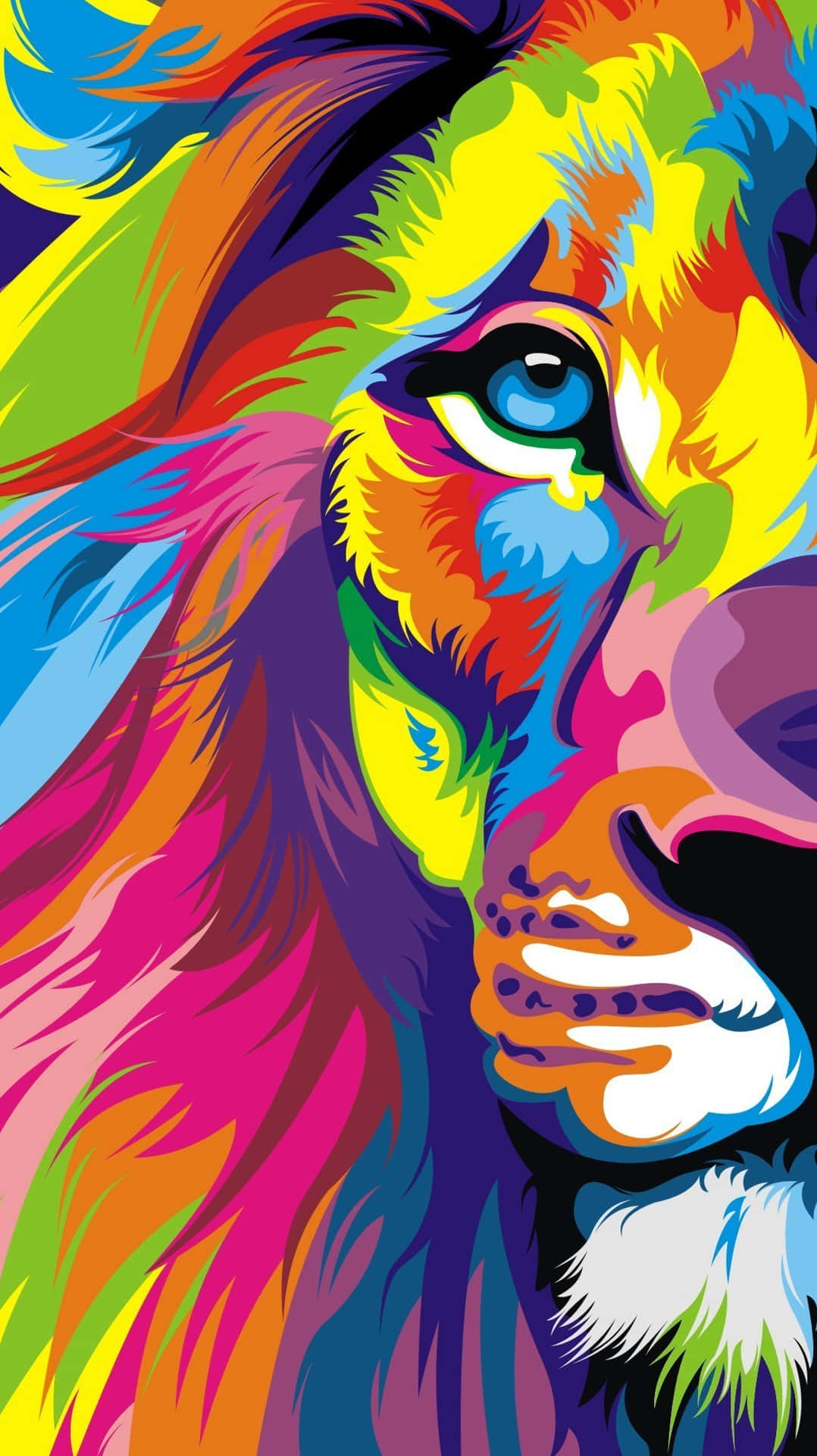 Lion Face Colorful Art