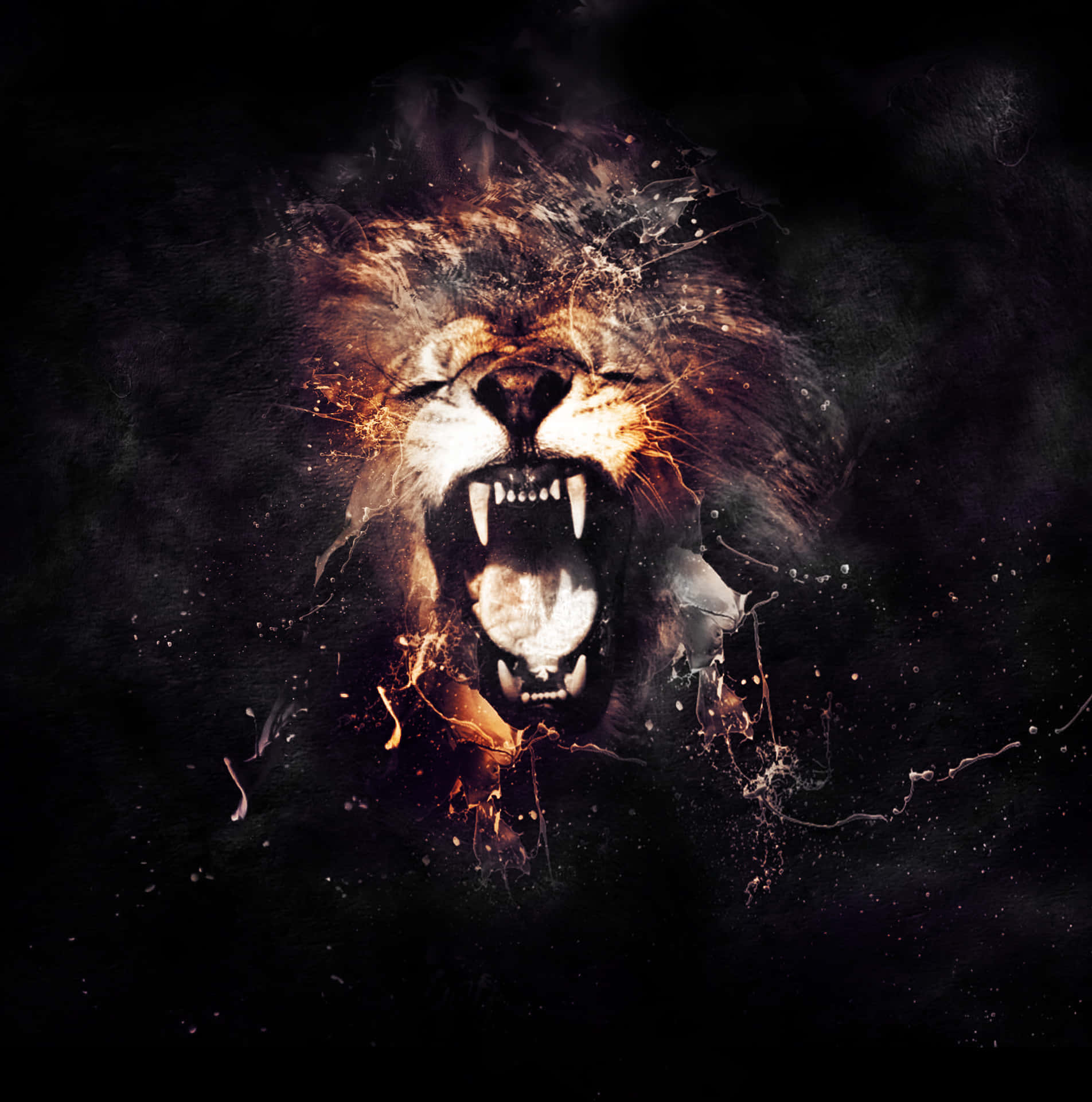 Lion Face Dark Art Background