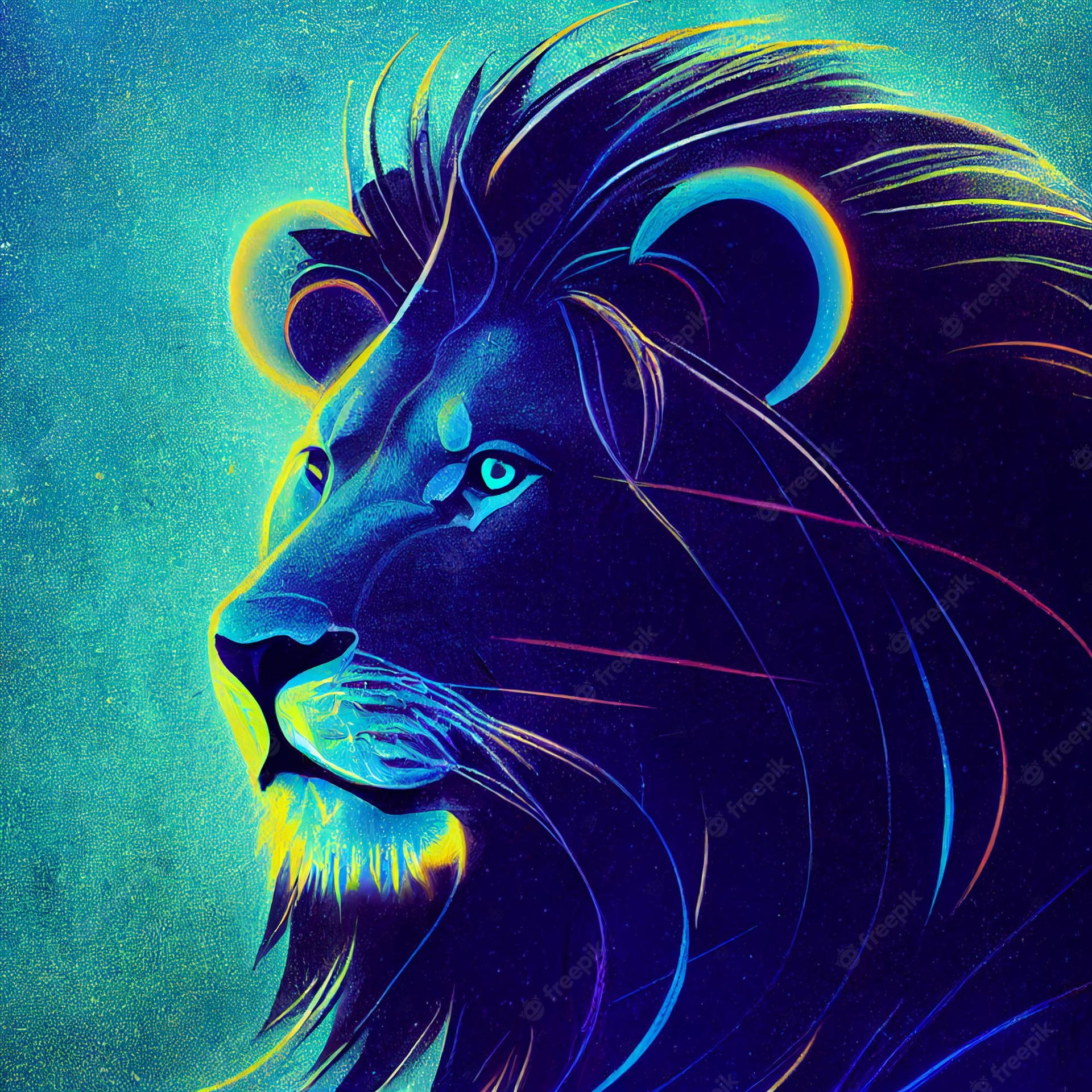 Lion Galaxy Digital Painting Background