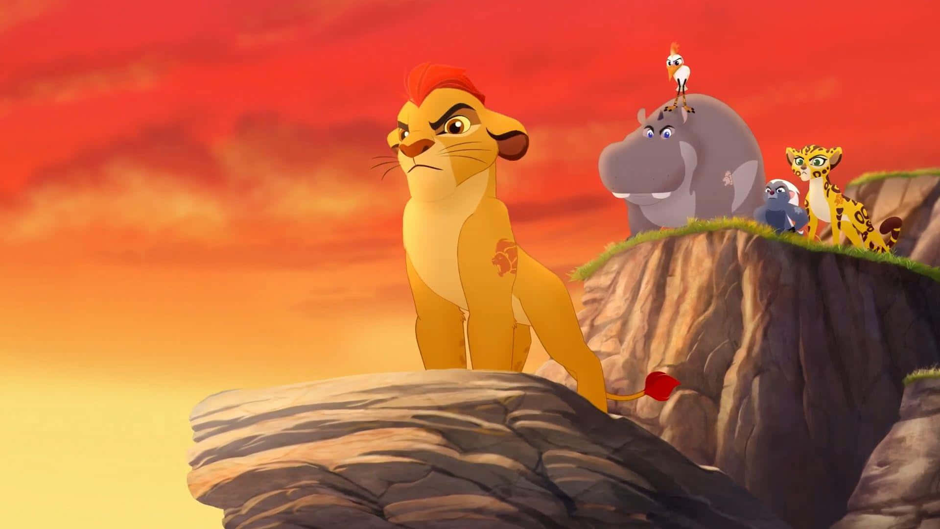 Lion Guard Kion Standing On A Rock Background