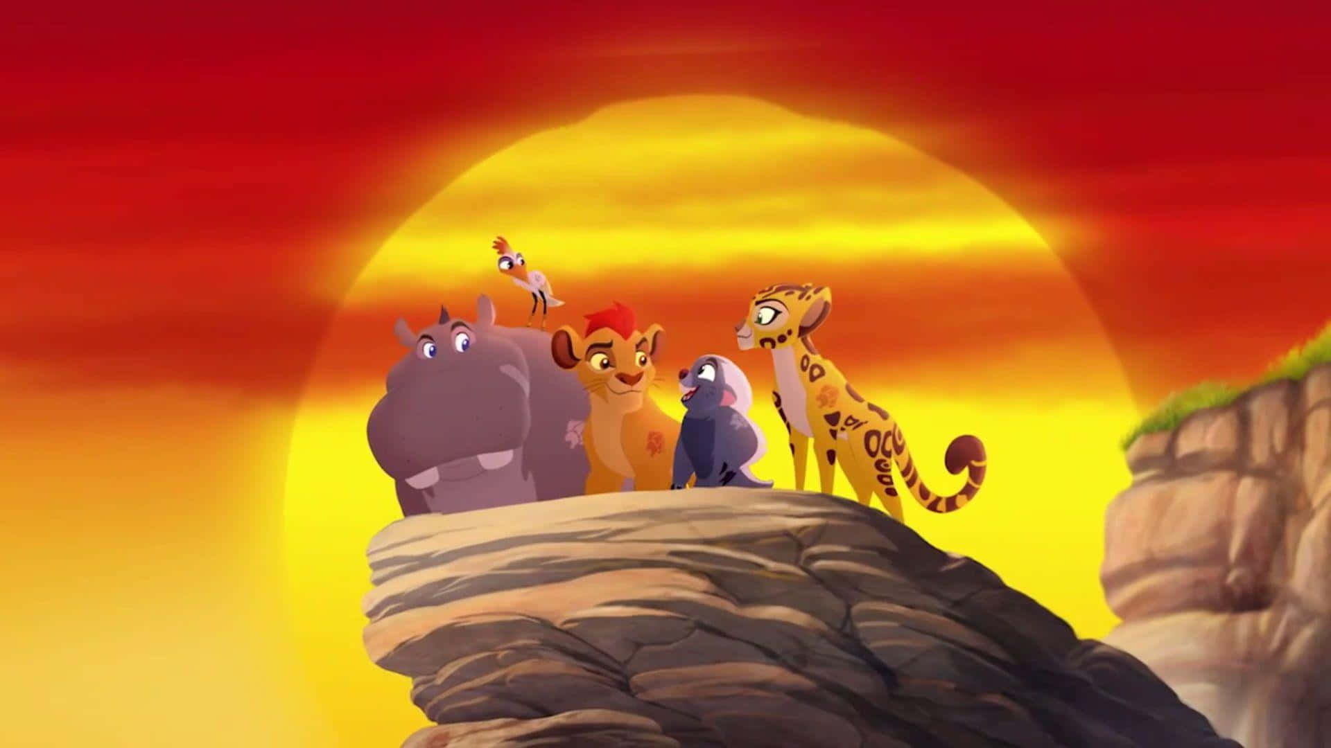 Lion Guard Kion Standing With Friends Background