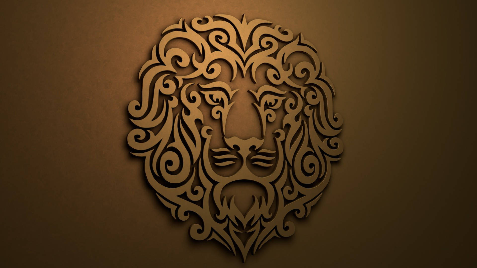 Lion Head Brown Wall Sculpture