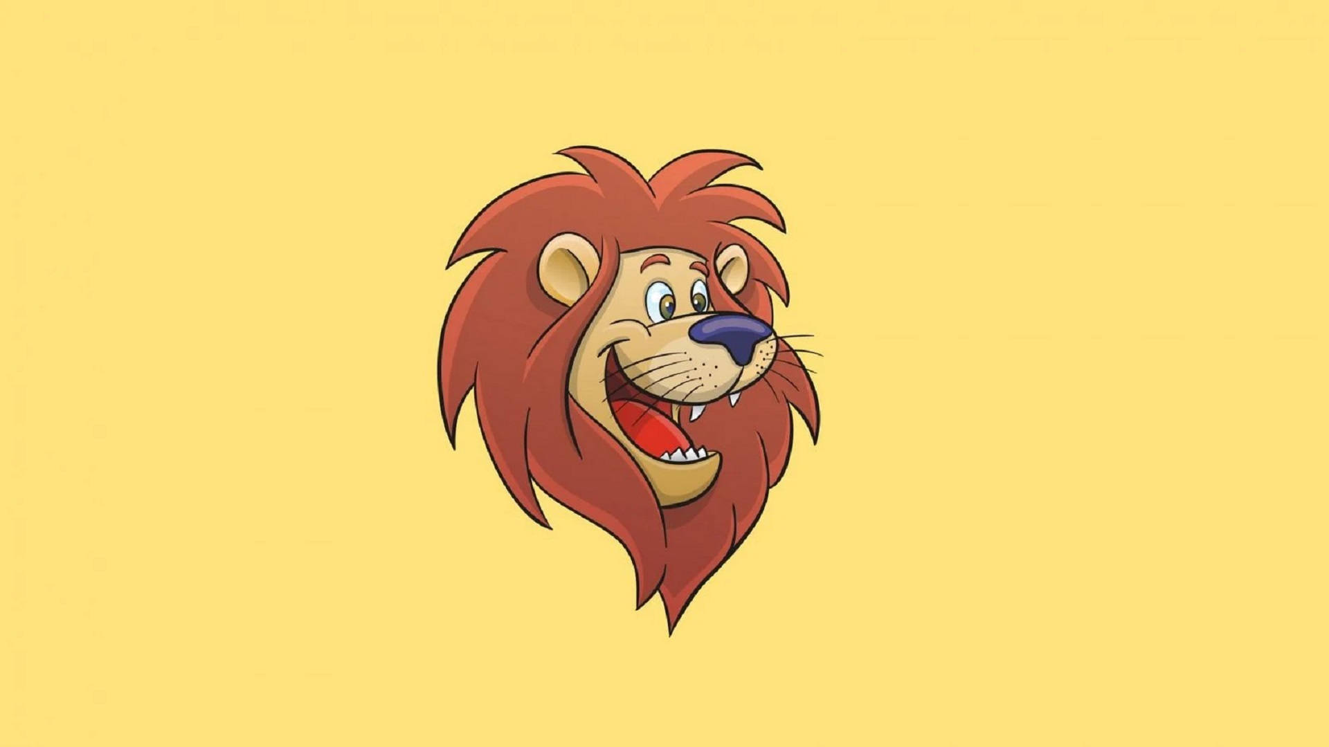Lion Head Cartoon In Yellow Background