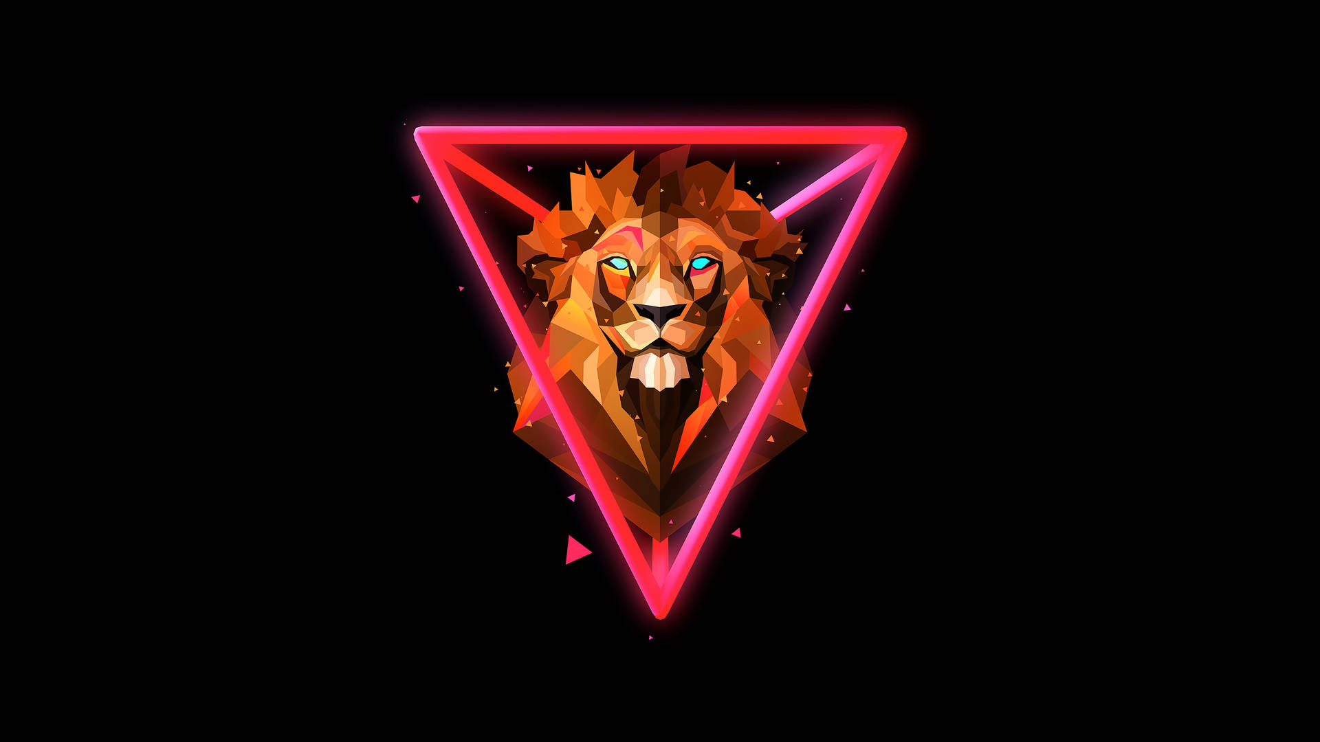 Lion Head In Pink Triangle Background