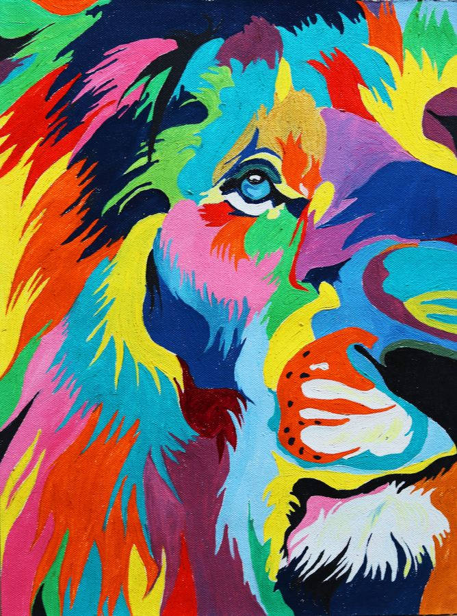 Lion Head Wall Painting Background