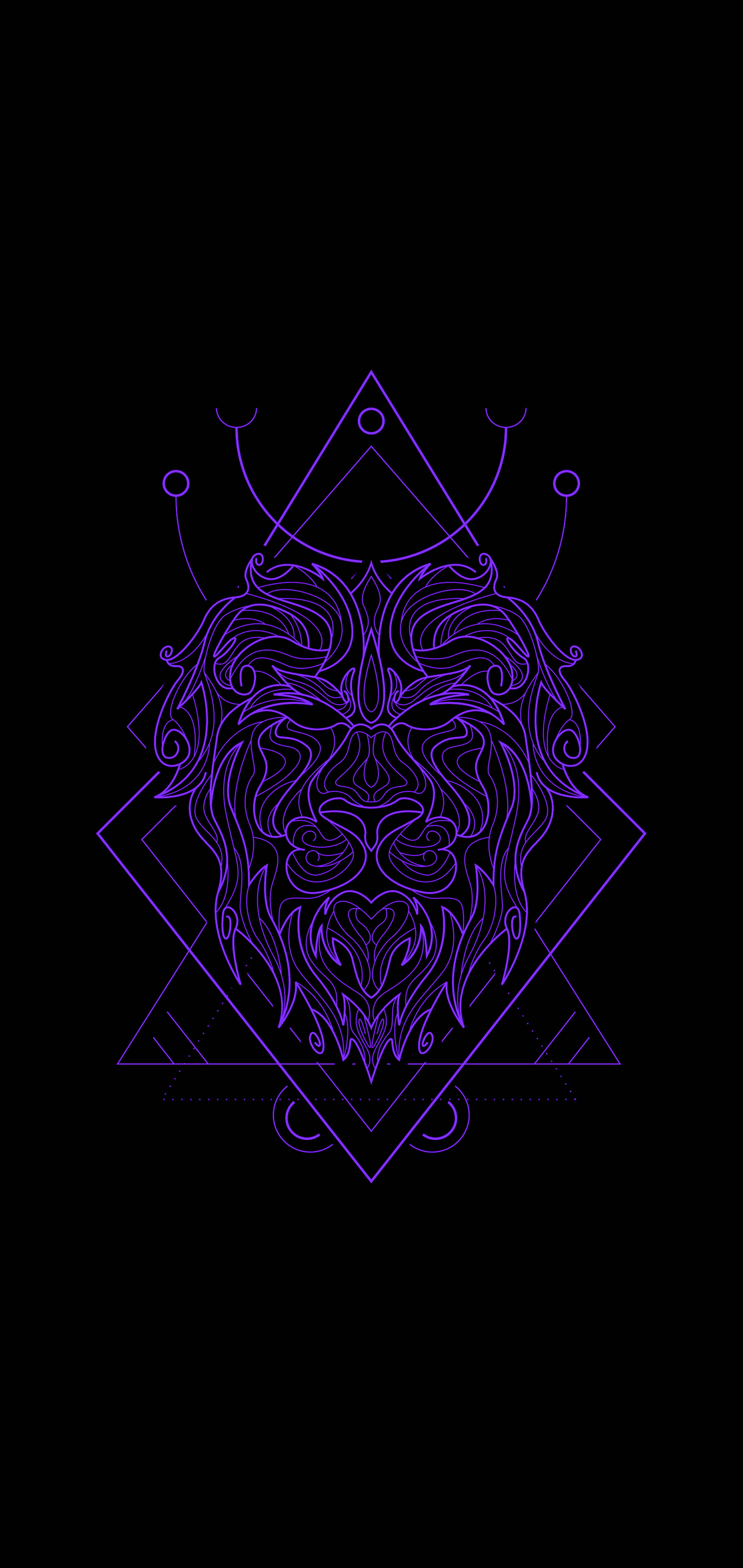 Lion Illustration Black And Purple Phone Background