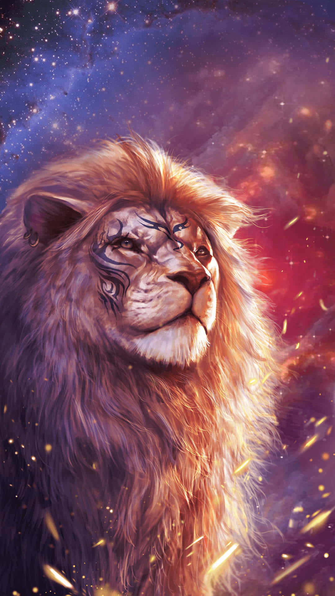Lion In Space Wallpaper Background