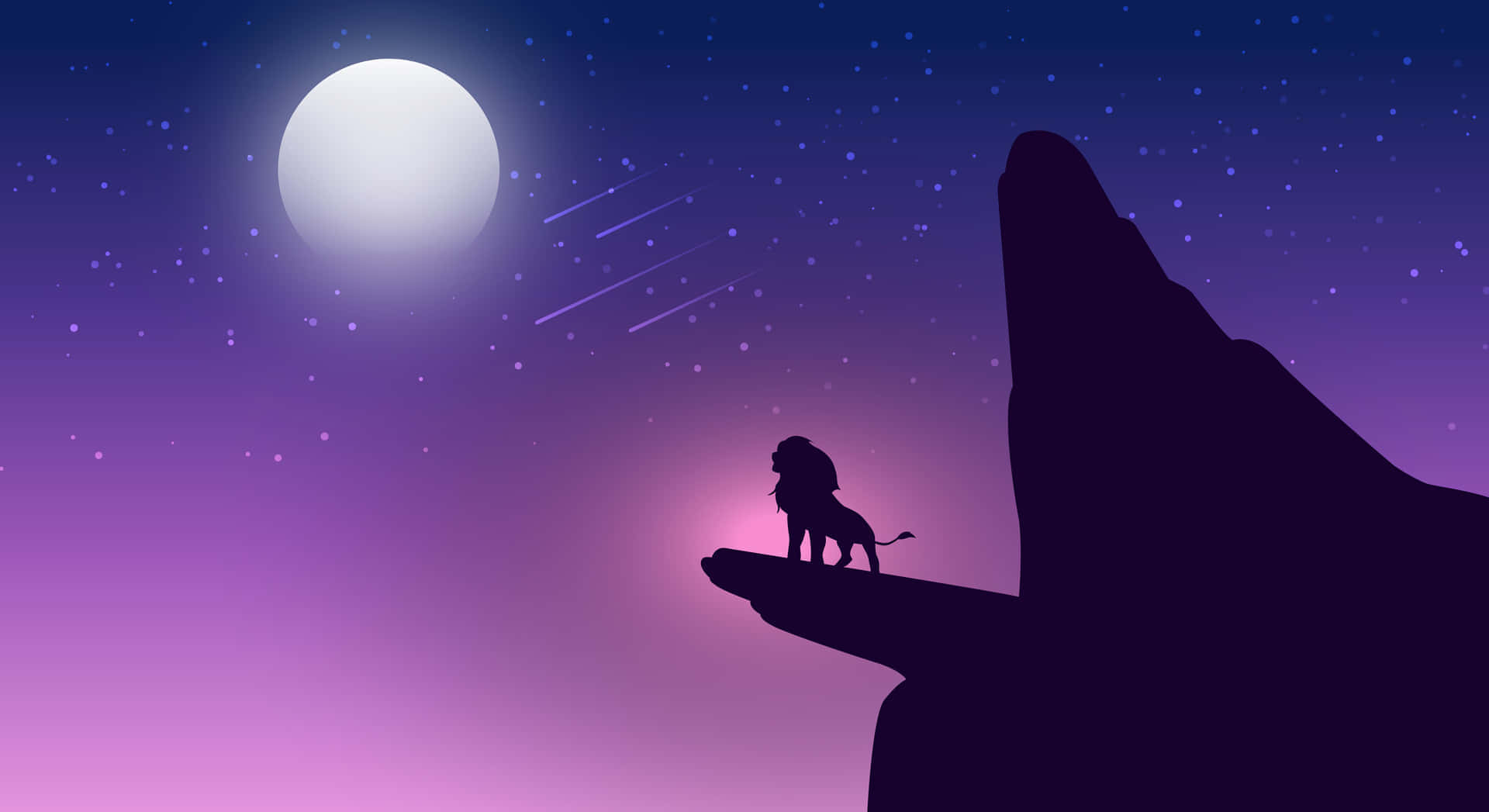 Lion King Simba Cliff Moonlight Background