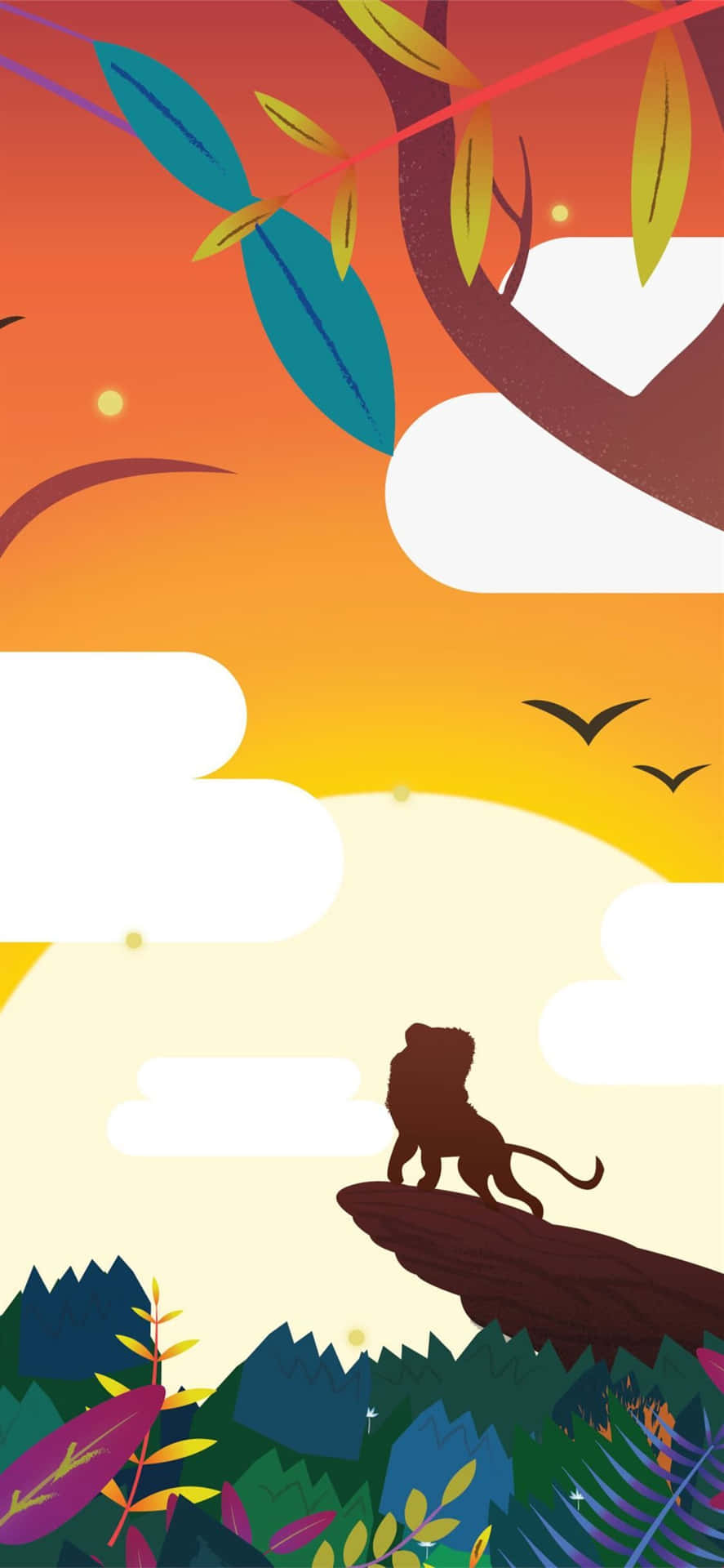 Lion King Sunset Silhouette Background