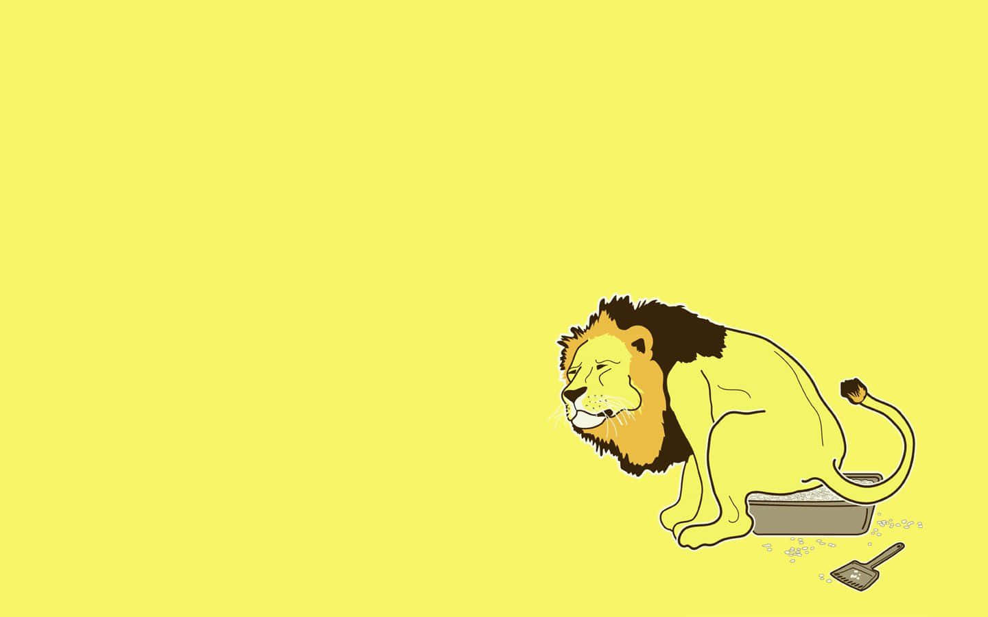 Lion Litterbox Funny Simple Desktop Background