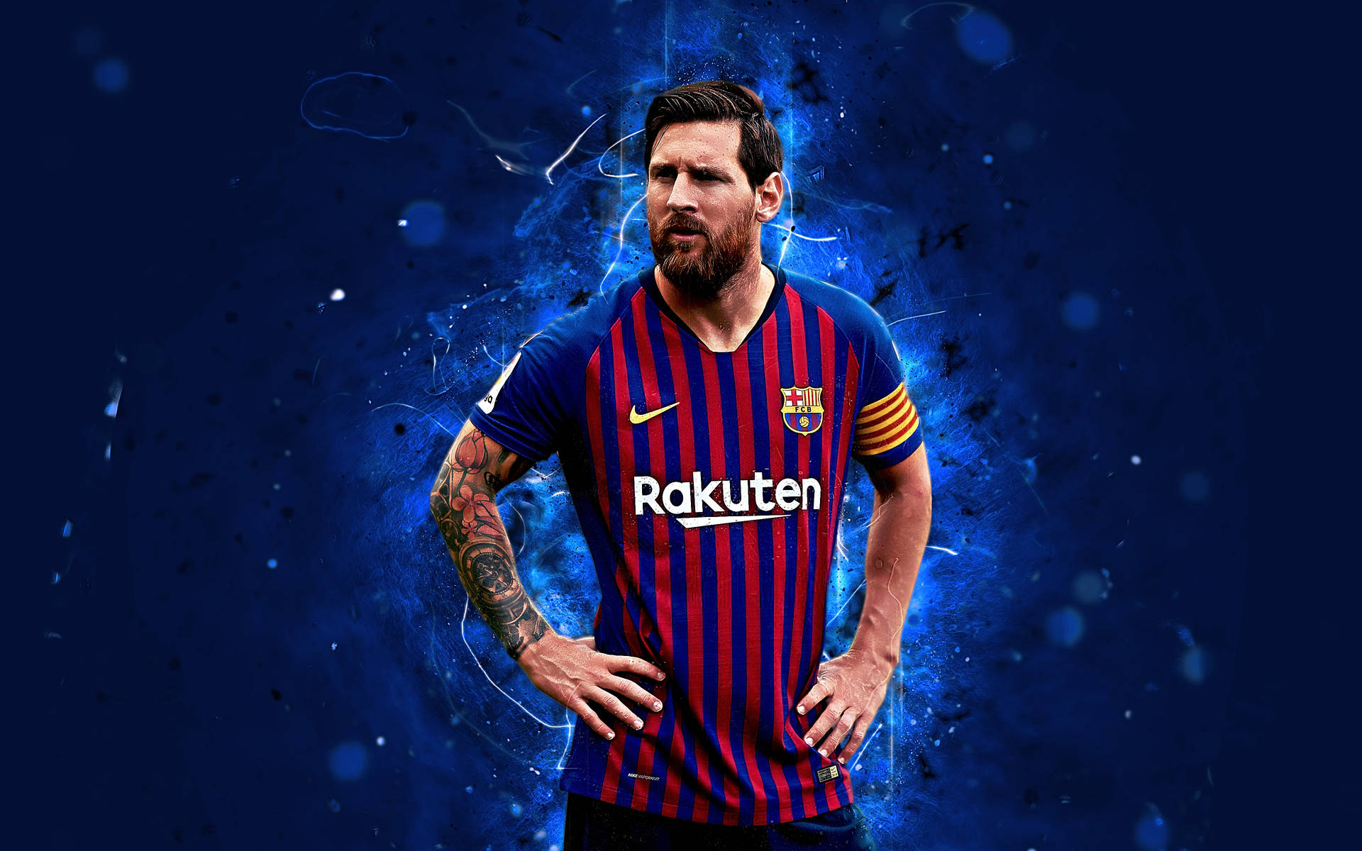 Lionel Messi 2020 In Blue Background Background