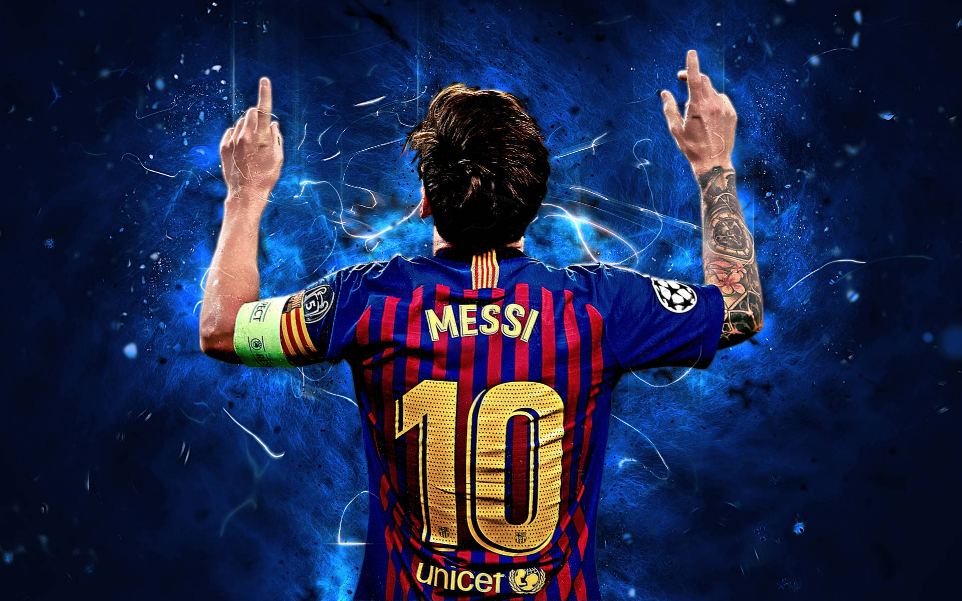 Lionel Messi 2020 Pointing Up Background