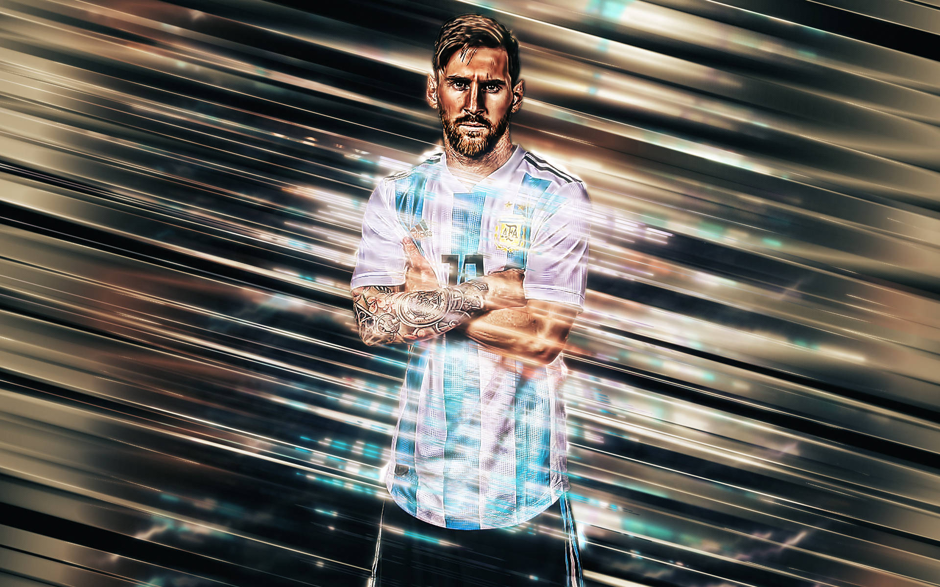 Lionel Messi 2020 With Crossed Arms Background