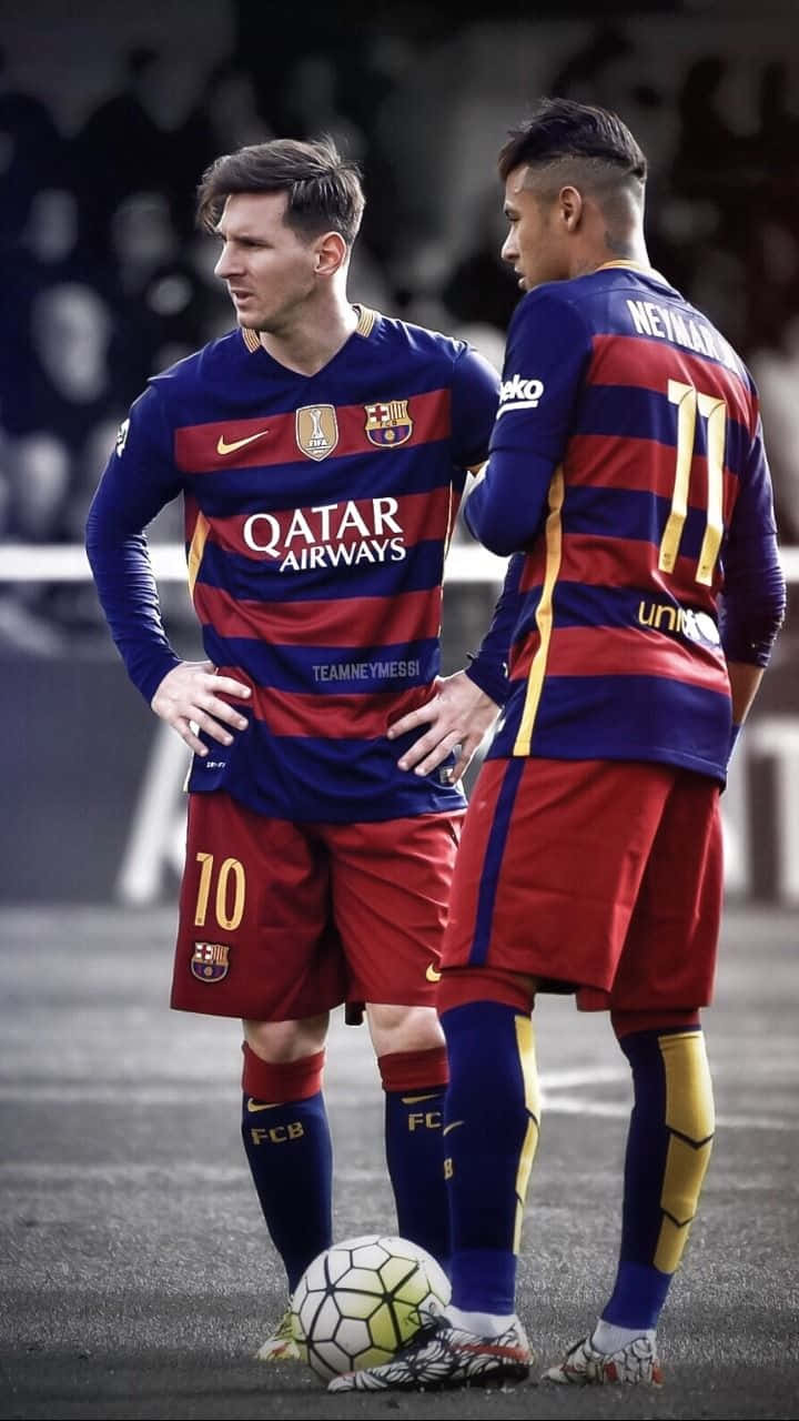 Lionel Messi And Neymar Jr., Two Of The Greatest Soccer Players In History And Long-time Teammates. Background