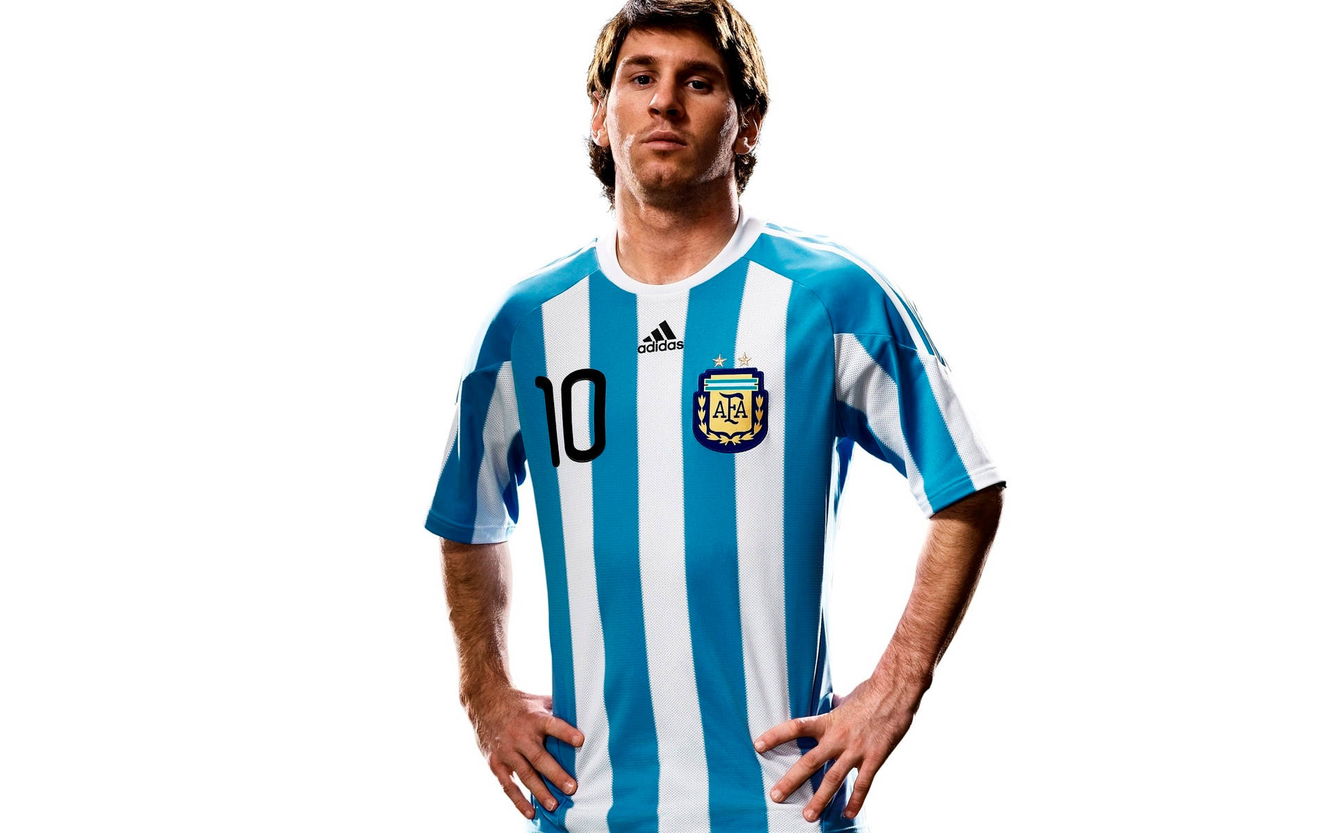 Lionel Messi Dons Argentina's Striped National Jersey Background