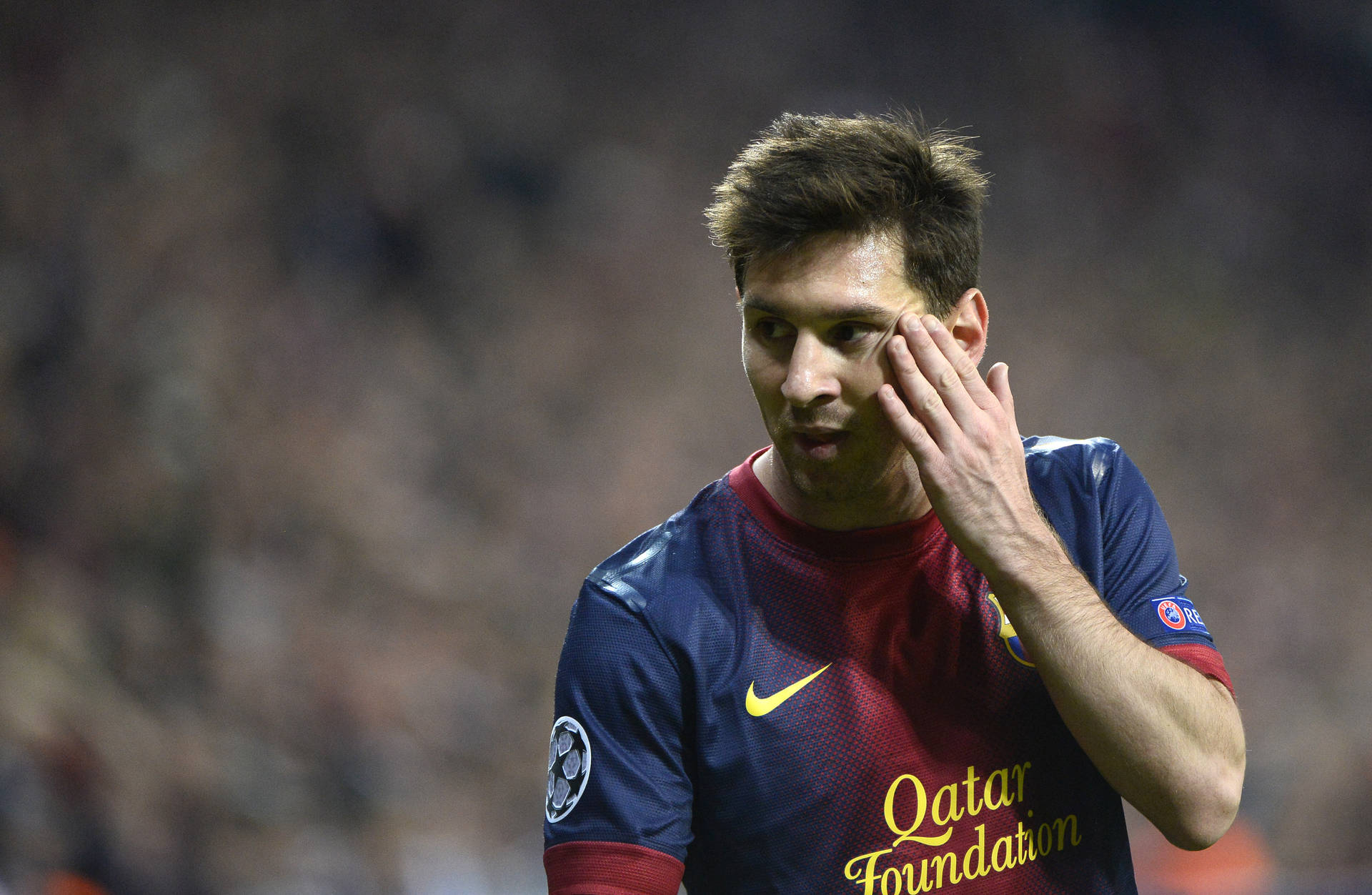 Lionel Messi Hand On Face