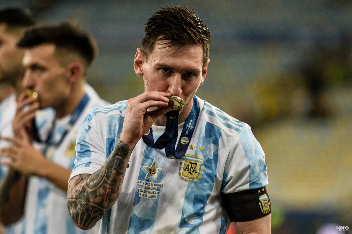 Lionel Messi Holding The Copa America Medal 2021 Background