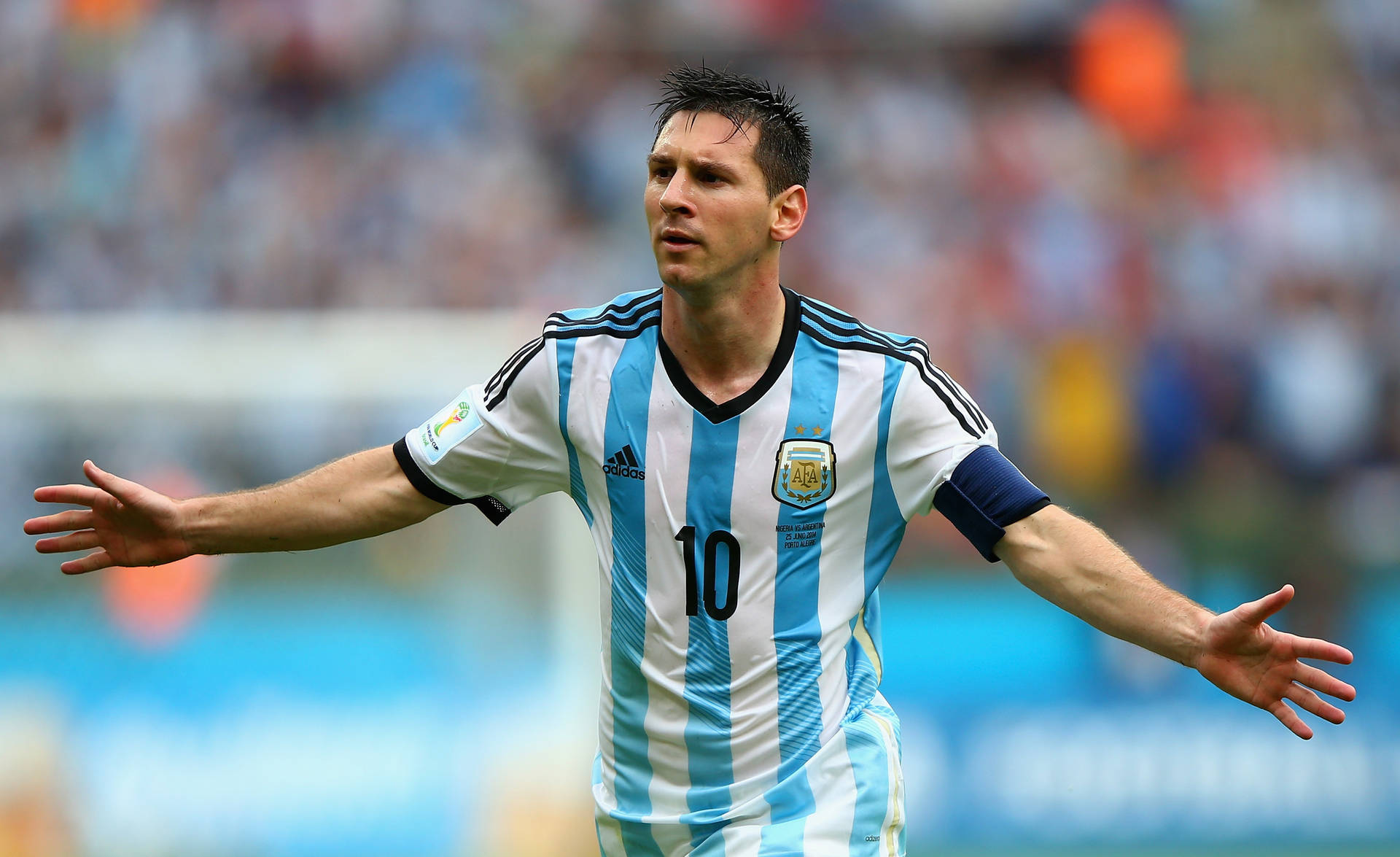 Lionel Messi In Striped Football Jersey