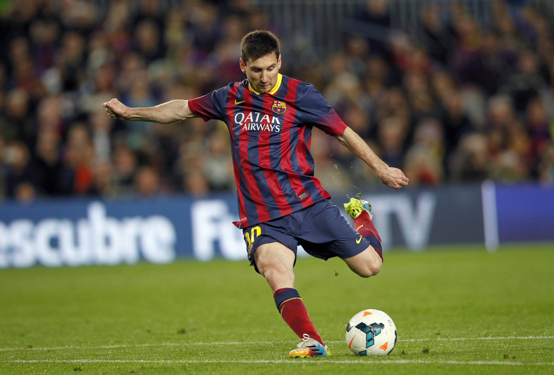 Lionel Messi Kicking A Ball