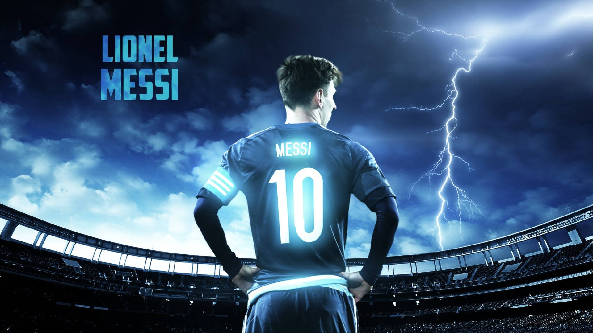 Lionel Messi Lightning Stadium Background