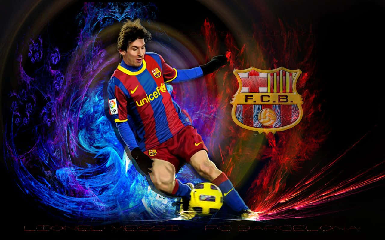 Lionel Messi Looks Cool In His Barcelona Jersey. Background