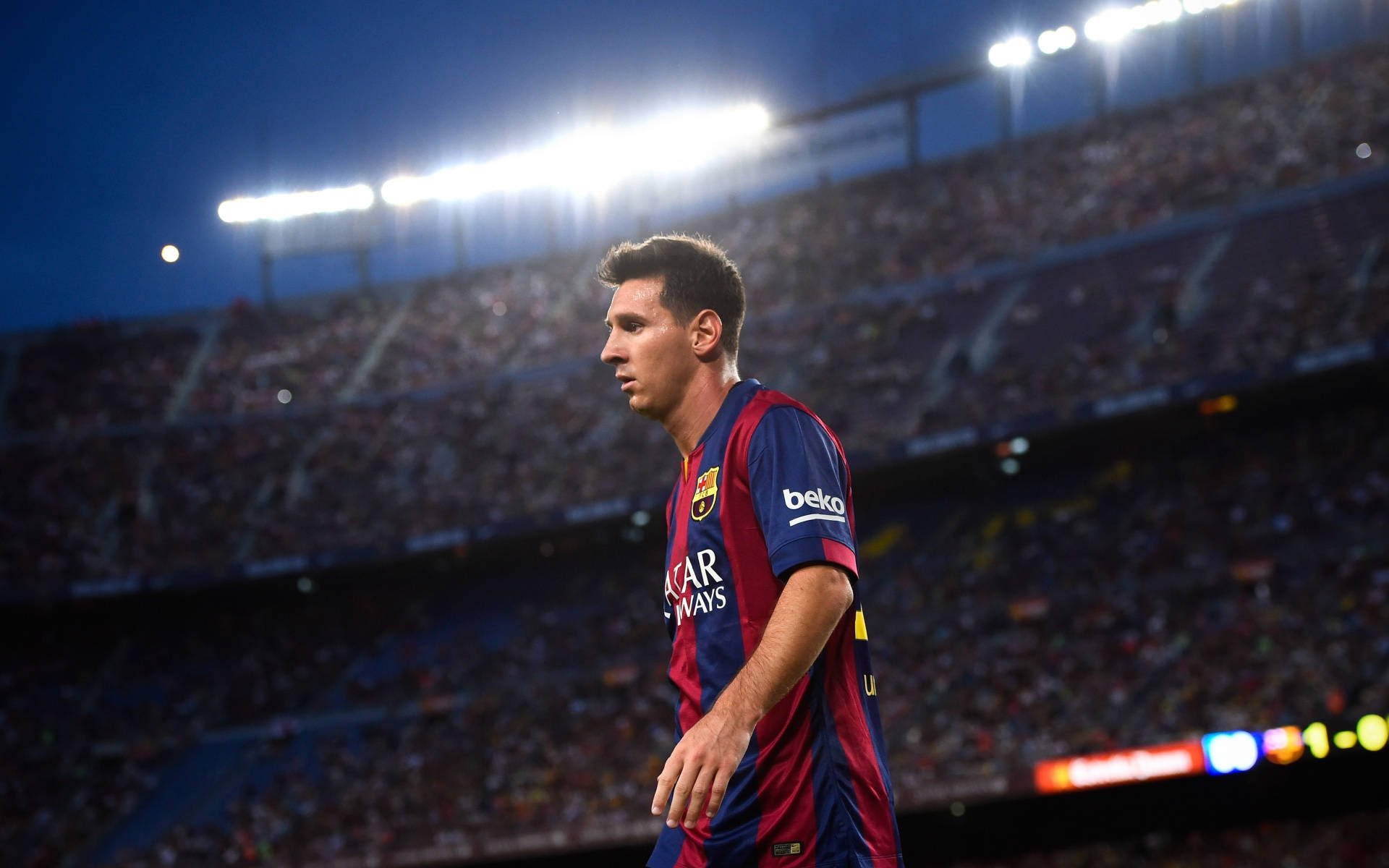 Lionel Messi Under Bright Lights Background