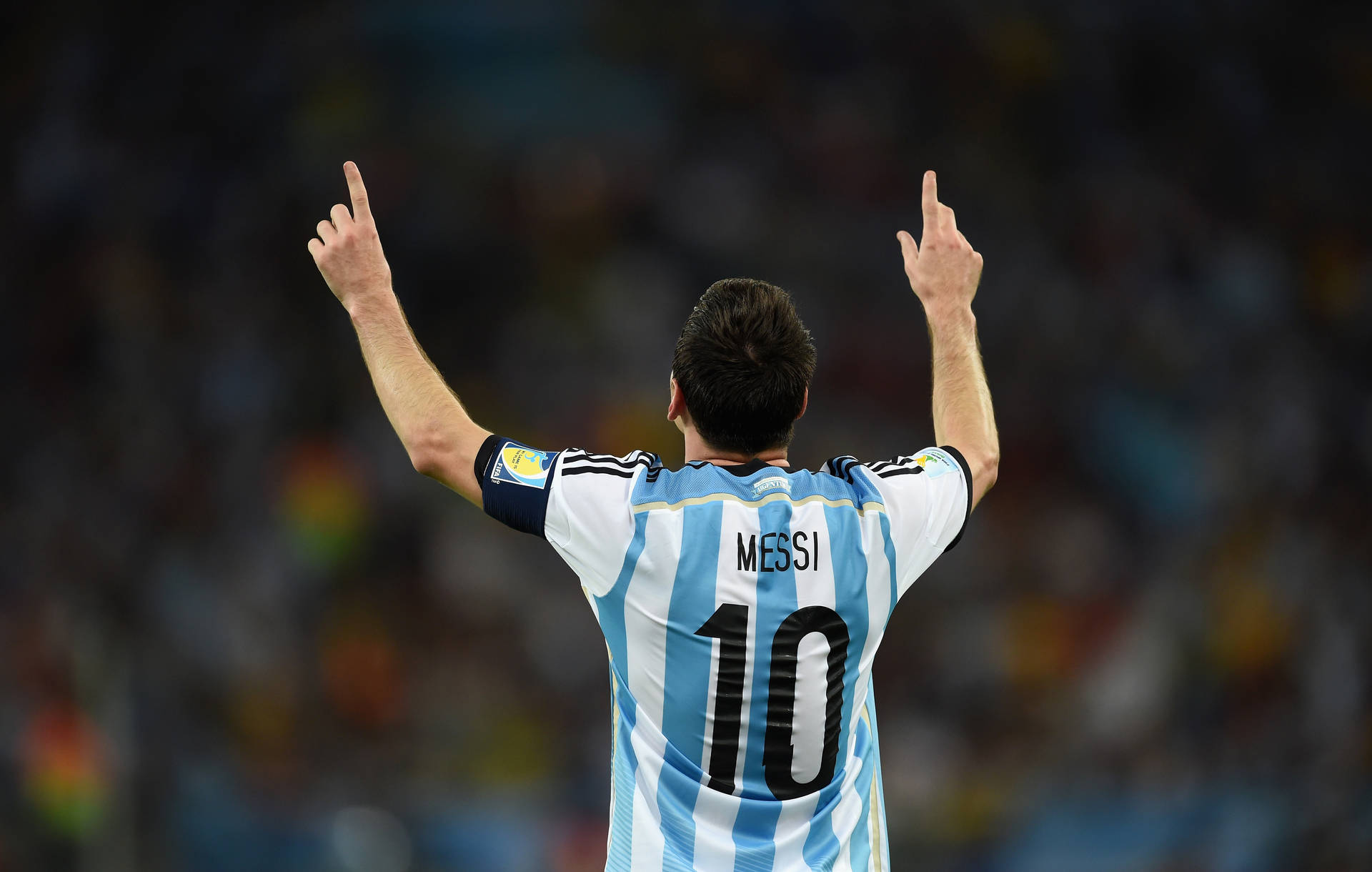 Lionel Messi With Head Held High Background
