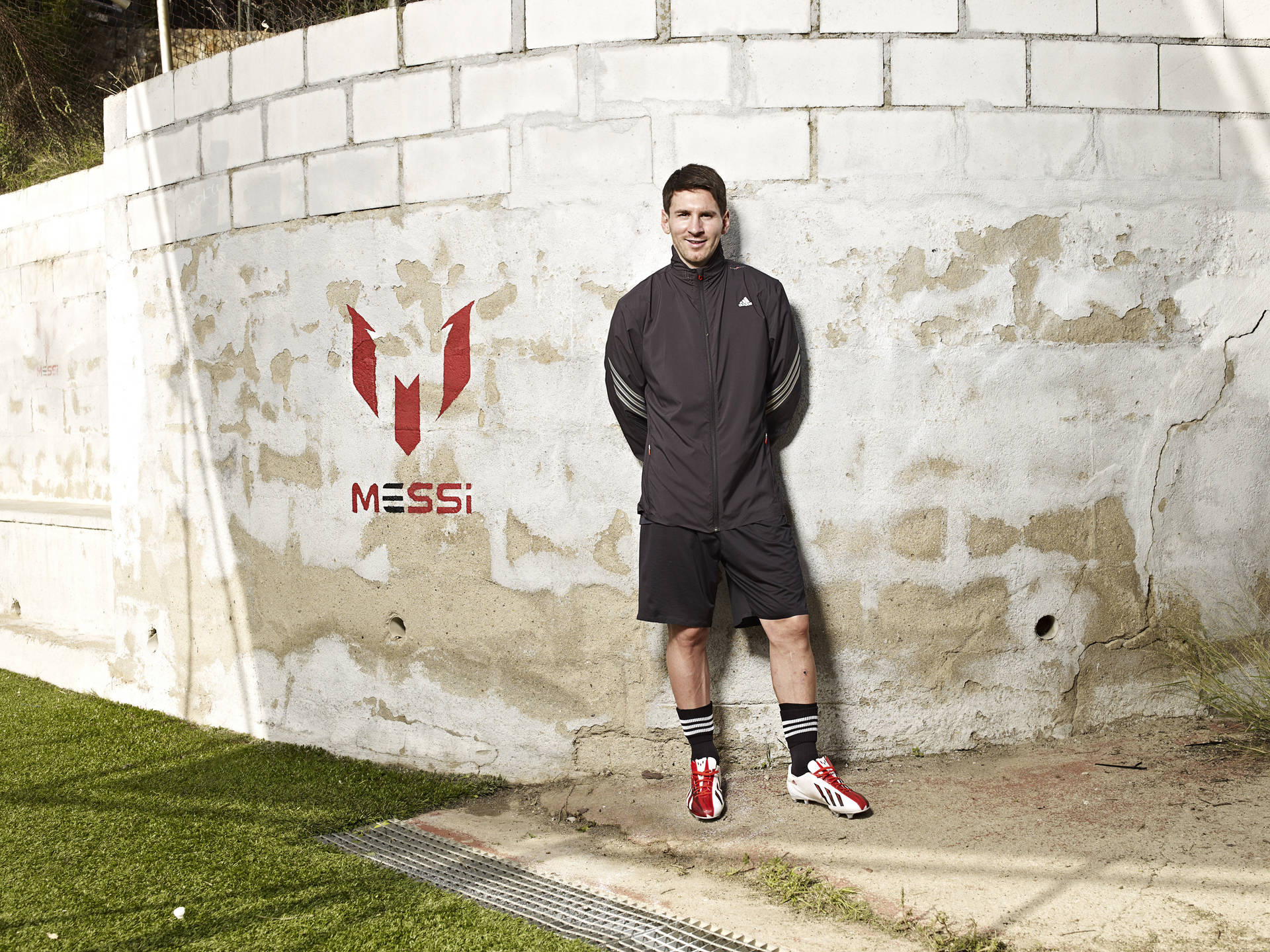 Lionel Messi With Messi Logo Background