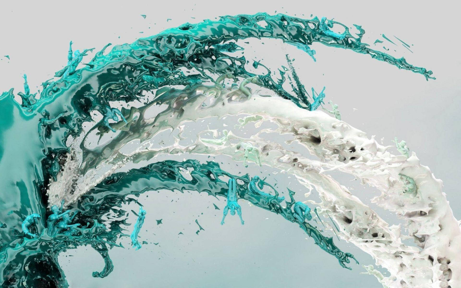 Liquid Cyan White Paint Splash Background