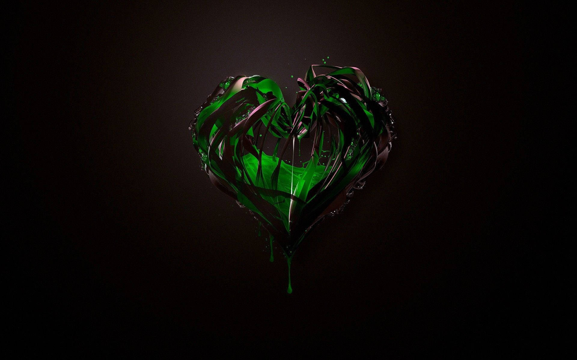 Liquid Green Heart Background