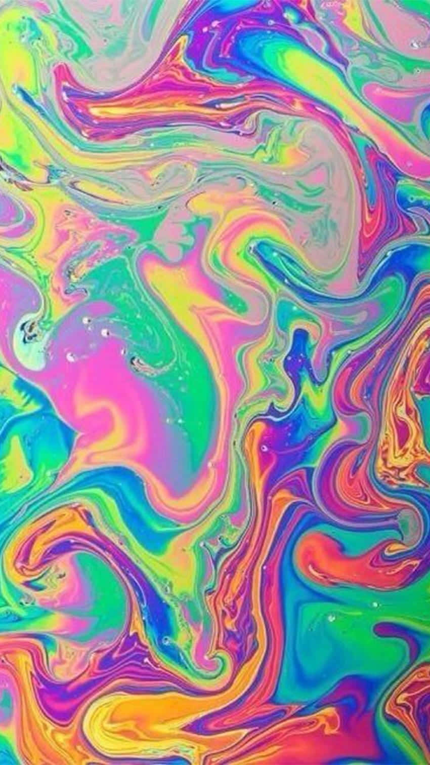 Liquid Swirls Forming Aesthetic Rainbow Mobile Background