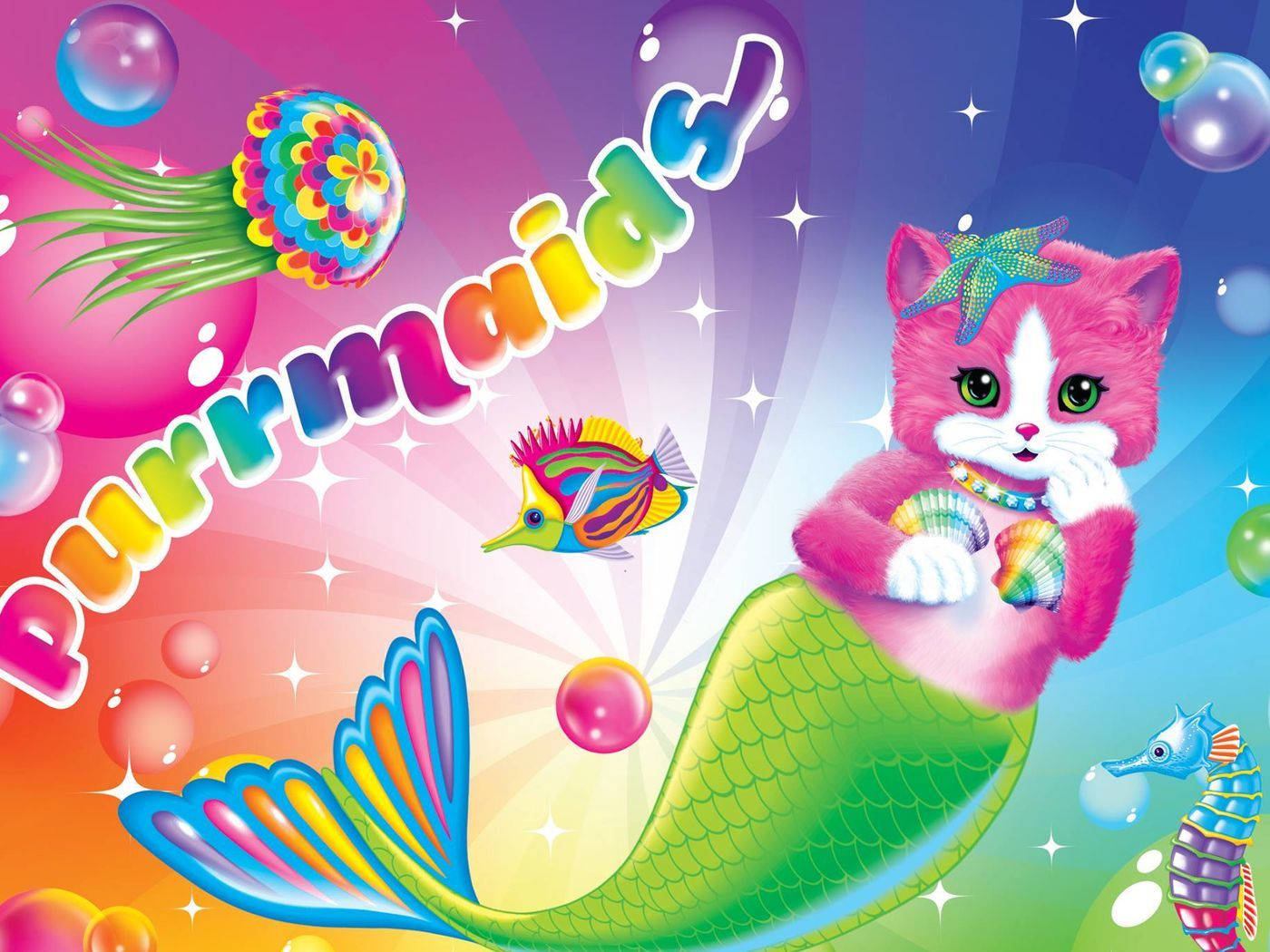 Lisa Frank Cat Mermaid Background