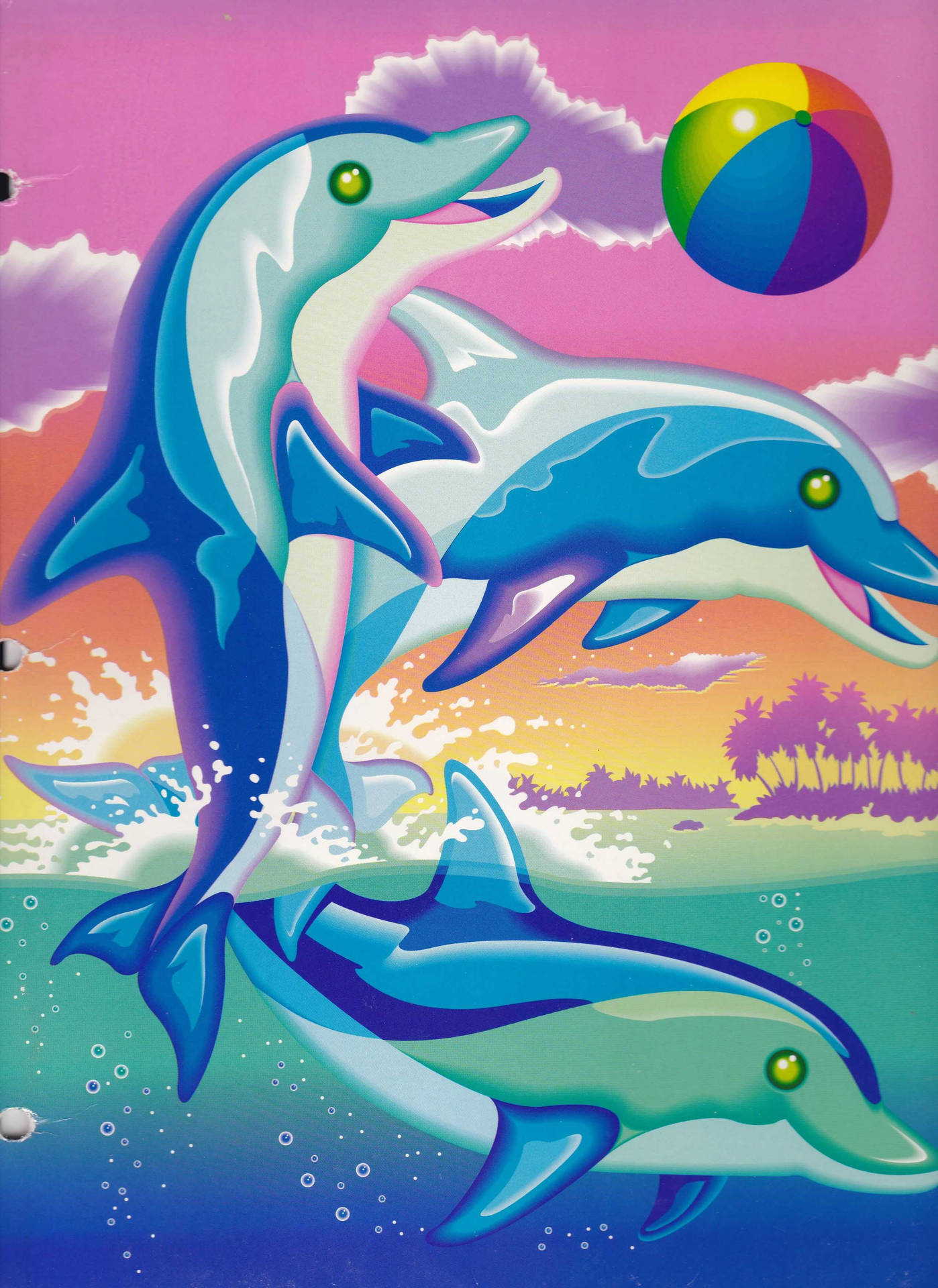 Lisa Frank Dolphin Trio Background