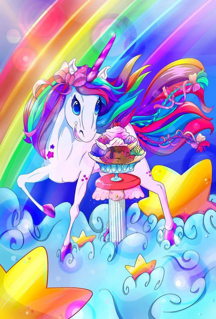 Lisa Frank Unicorn With Ice Cream Background