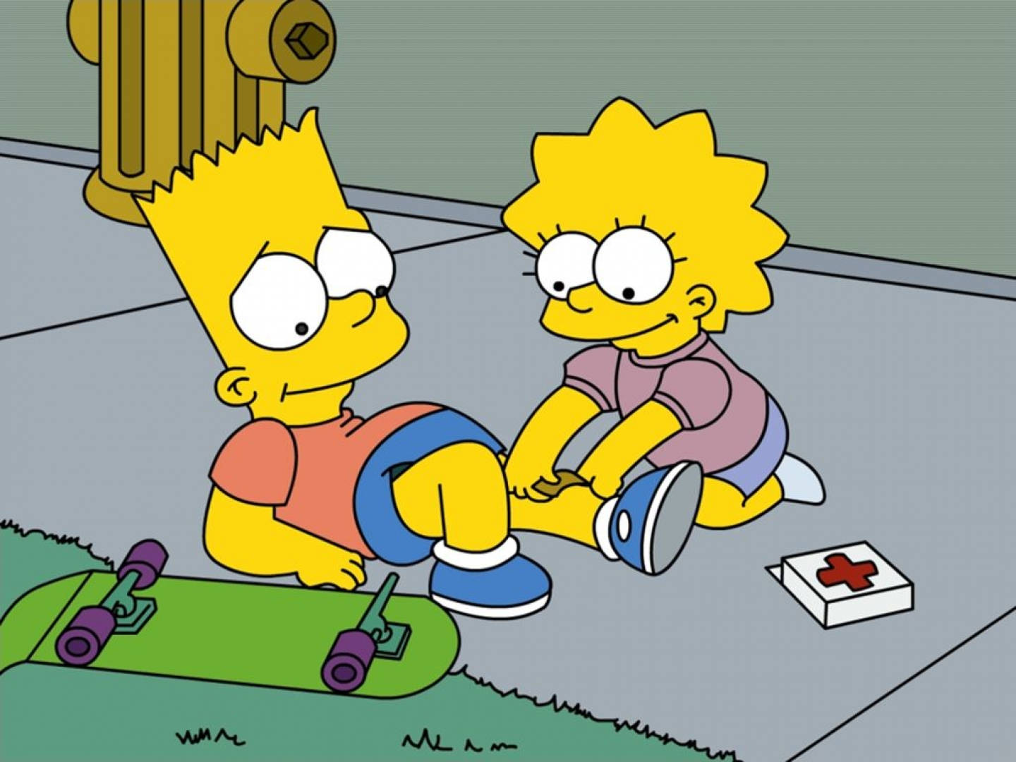 Lisa Helping Bart Simpson Background