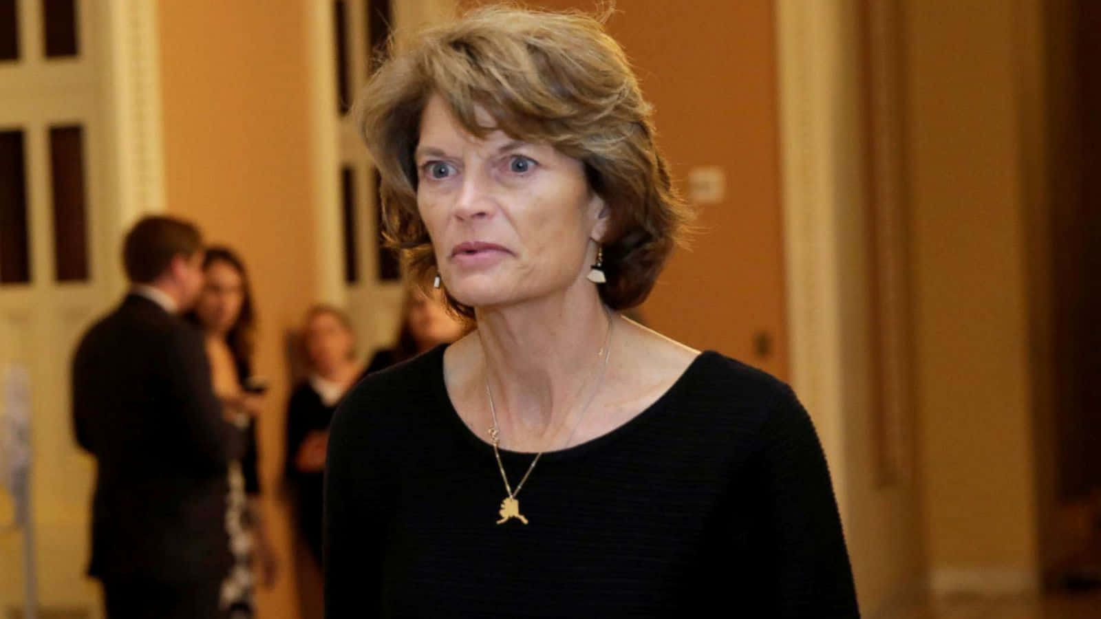 Lisa Murkowski In A Sophisticated Black Dress Background