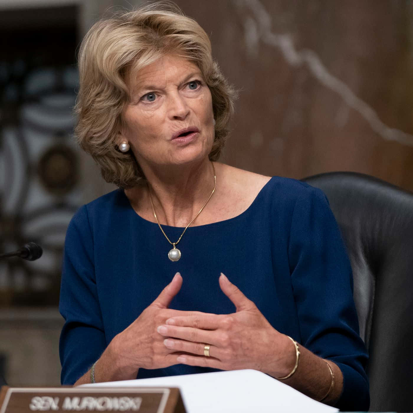 Lisa Murkowski Sitting Blue Dress