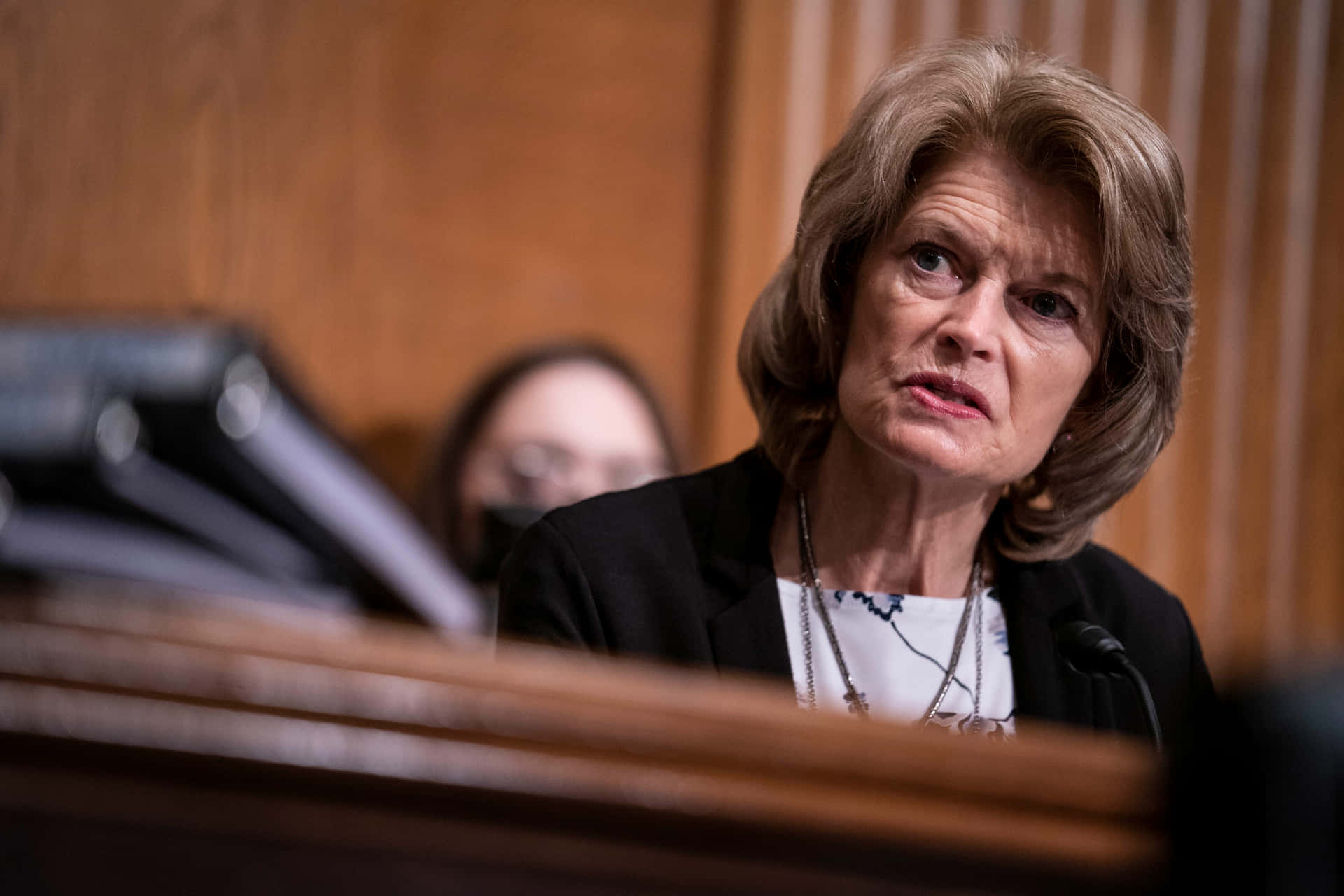 Lisa Murkowski Speaking Seriously Background