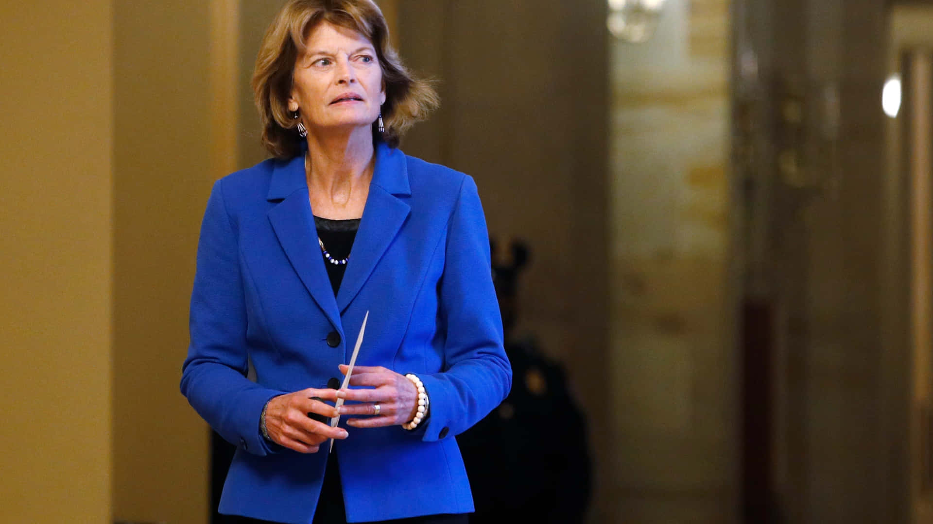Lisa Murkowski Walking Blue Dress