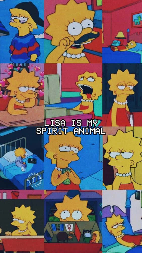 Lisa Simpson Aesthetic Collage Background