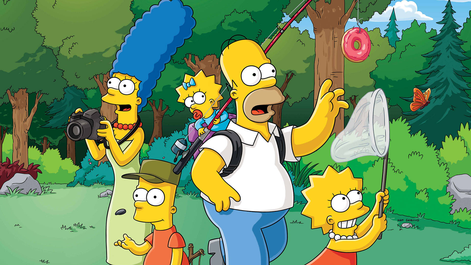 Lisa Simpson Family Outdoors Background
