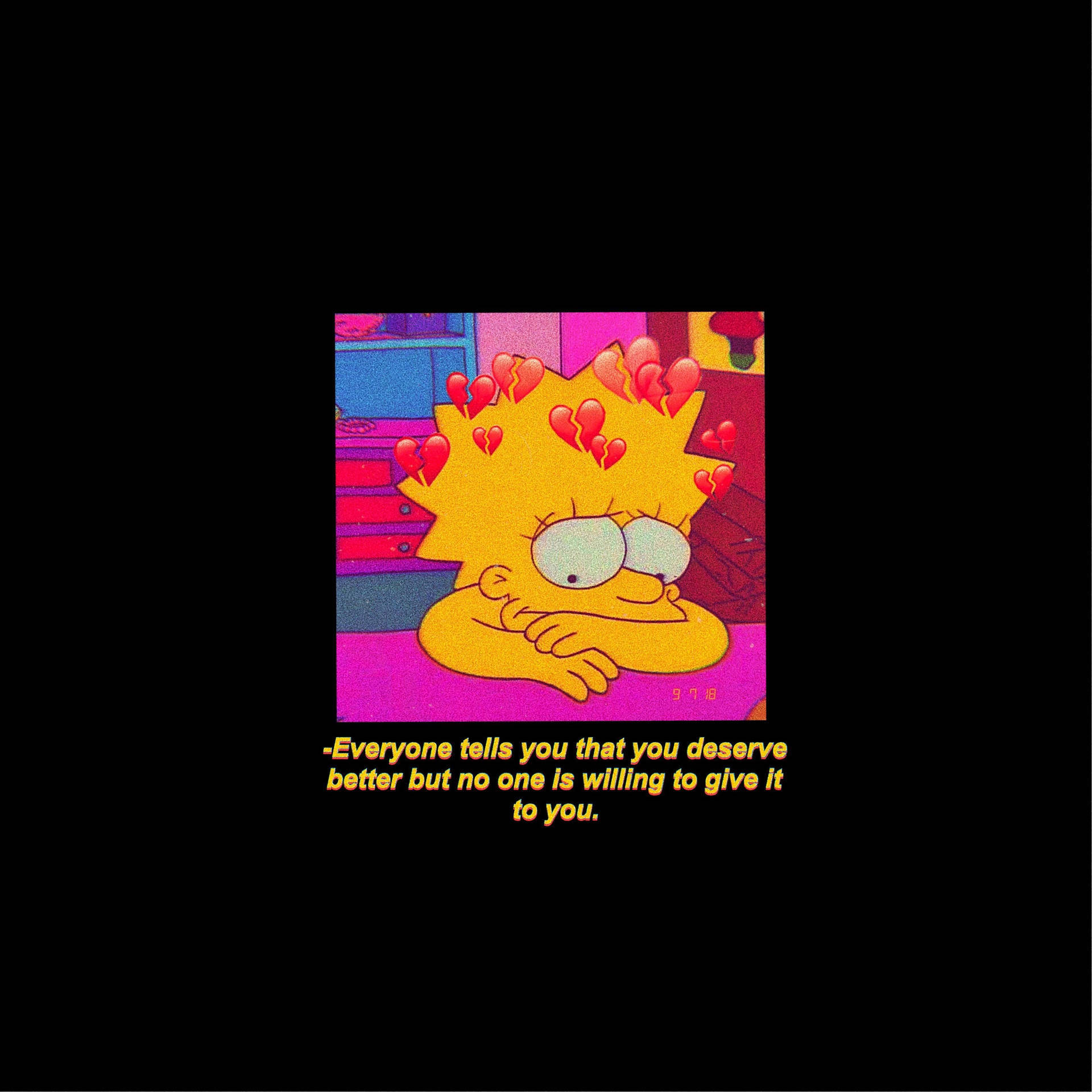 Lisa Simpson Sad Aesthetic Quote Background