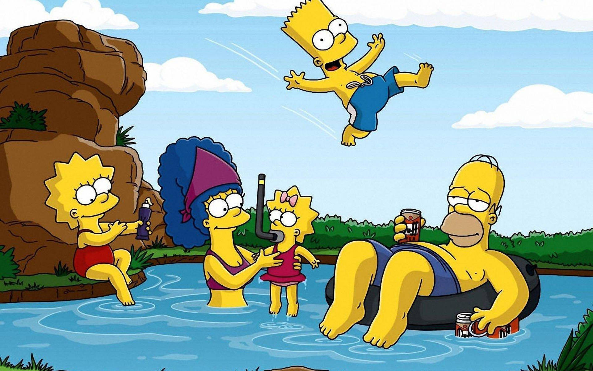 Lisa Simpson Swimming With Family